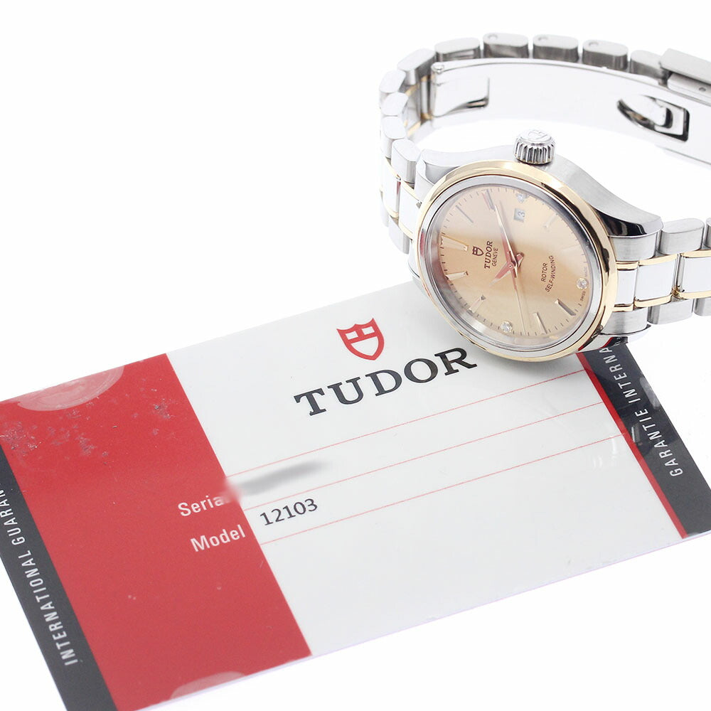 TUDOR 12103 Style 3P Diamond Yellow Gold Combination Automatic Women's Watch with Warranty