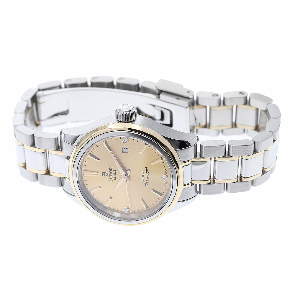 TUDOR 12103 Style 3P Diamond Yellow Gold Combination Automatic Women's Watch with Warranty