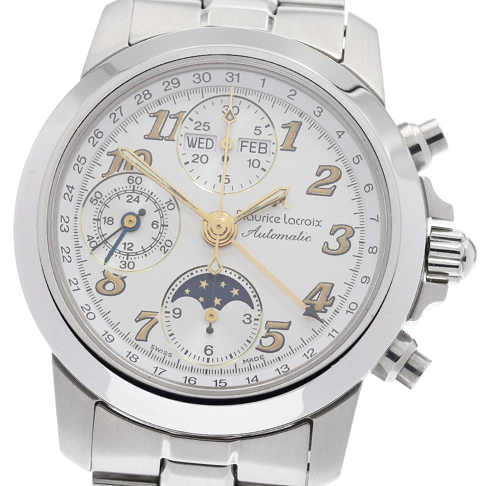 MAURICE LACROIX 02736 Chroneo Moon Phase Triple Calendar Automatic Men's Watch Excellent Condition with Warranty.