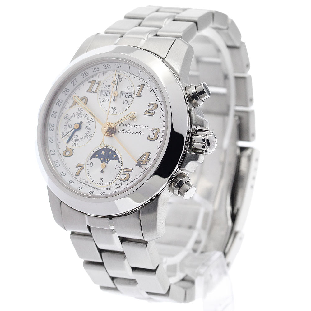 MAURICE LACROIX 02736 Chroneo Moon Phase Triple Calendar Automatic Men's Watch Excellent Condition with Warranty.