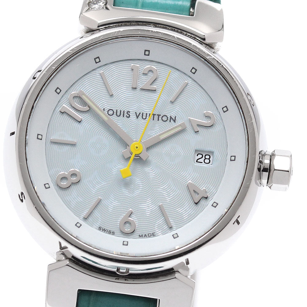 LOUIS VUITTON Q121V Tambour Date Quartz Ladies