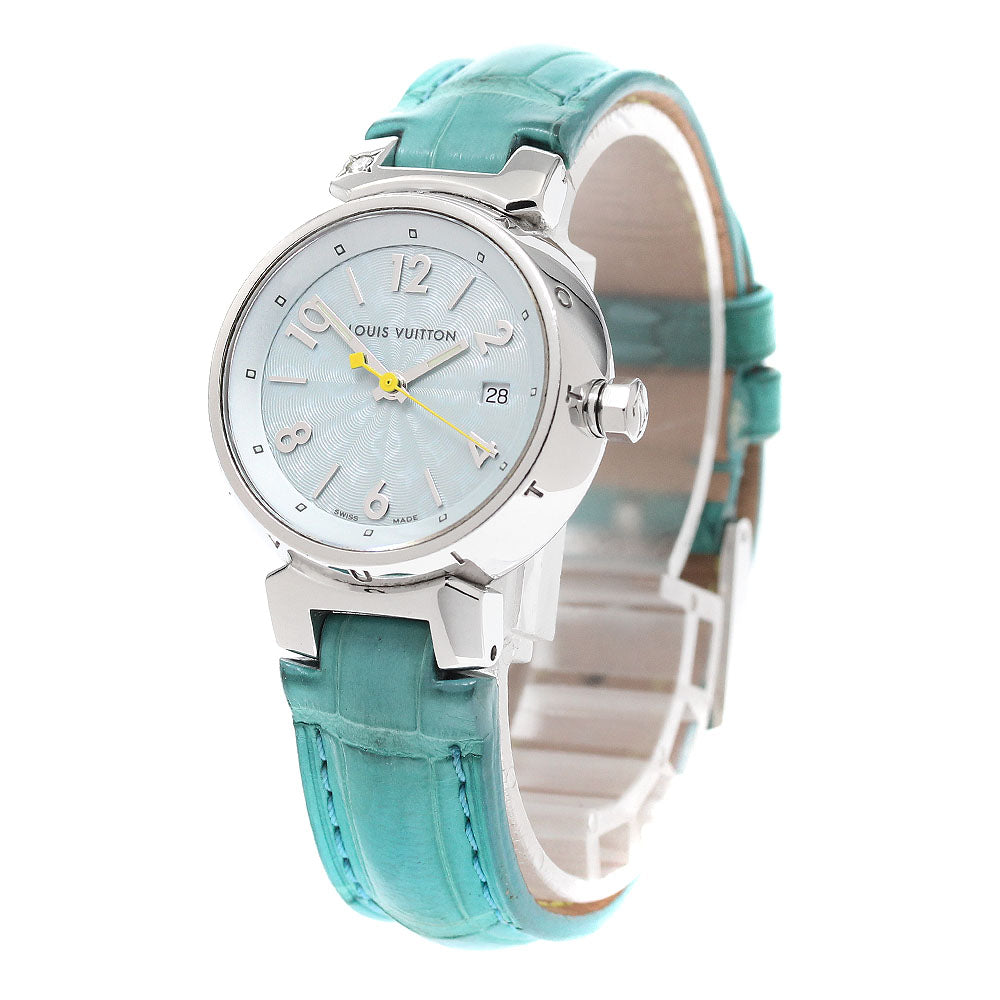 LOUIS VUITTON Q121V Tambour Date Quartz Ladies