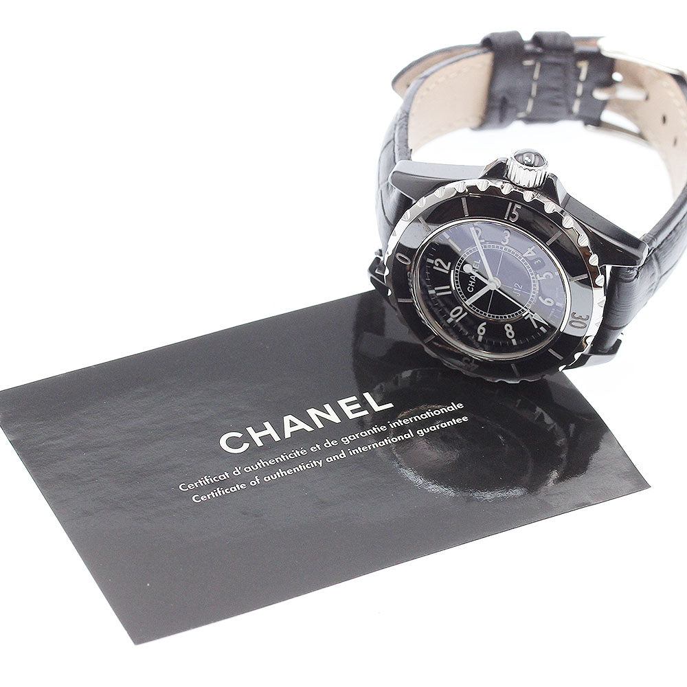 CHANEL H0680 J12 Black Ceramic Date Quartz Ladies Watch Excellent Condition with Warranty Card
