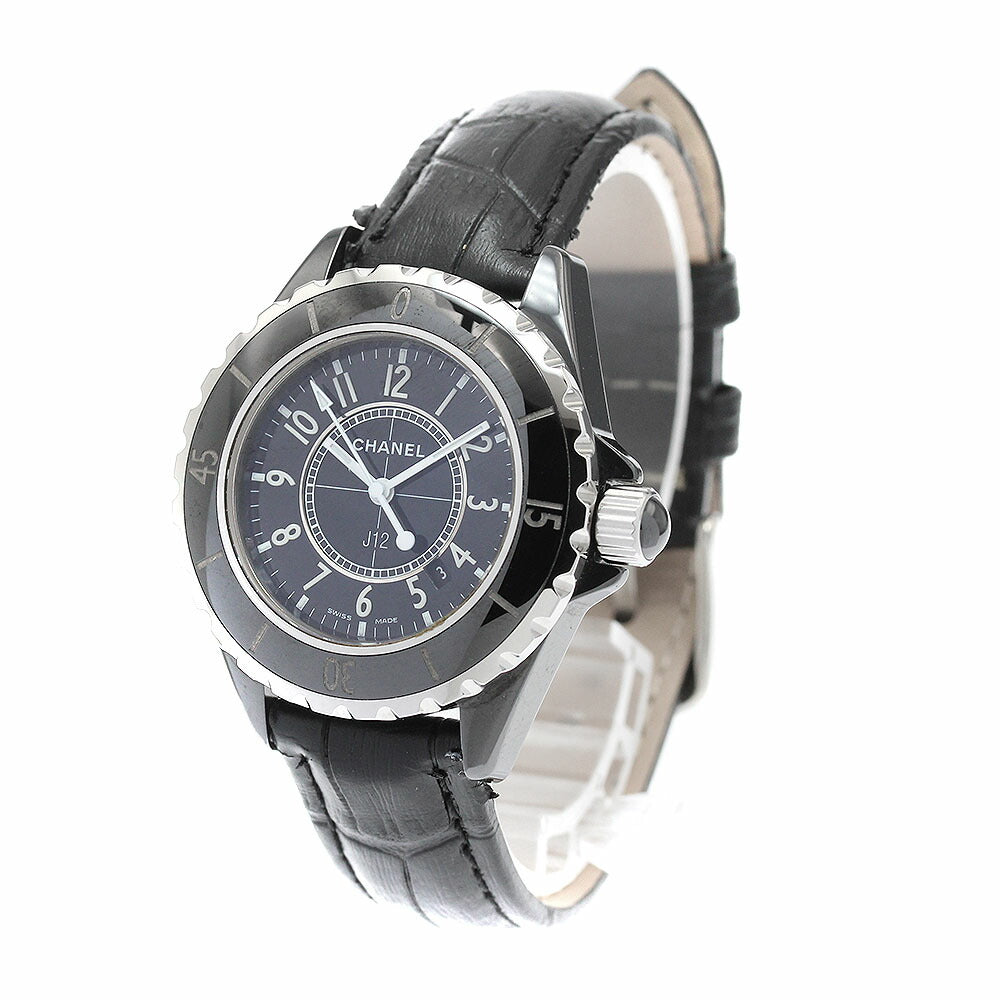 CHANEL H0680 J12 Black Ceramic Date Quartz Ladies Watch Excellent Condition with Warranty Card