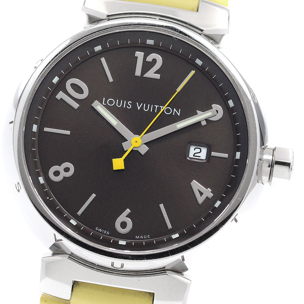 LOUIS VUITTON Q1111 Tambour Date Quartz Men's Watch with Inner Box