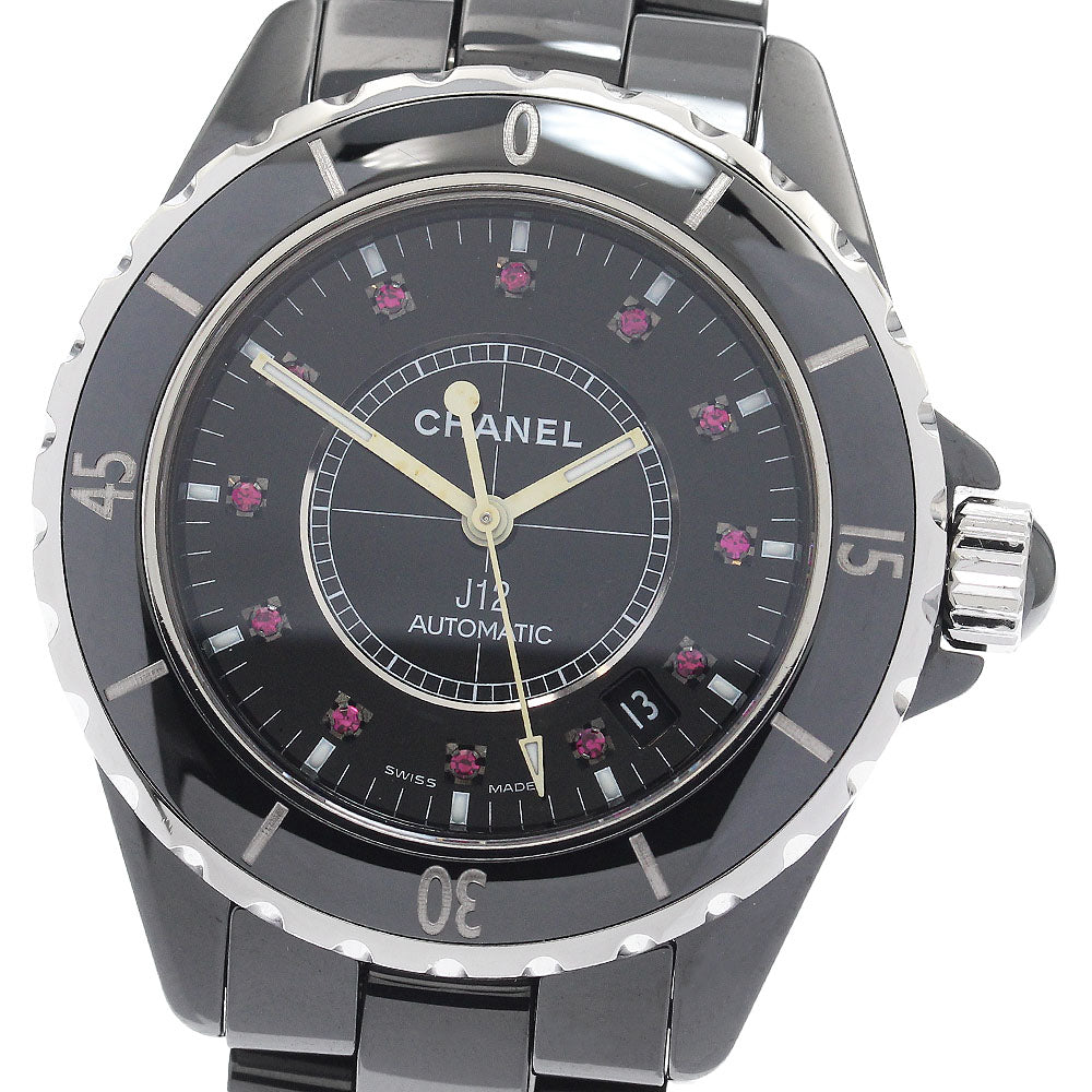 CHANEL H1635 J12 12P Ruby Black Ceramic Automatic Men's Watch
