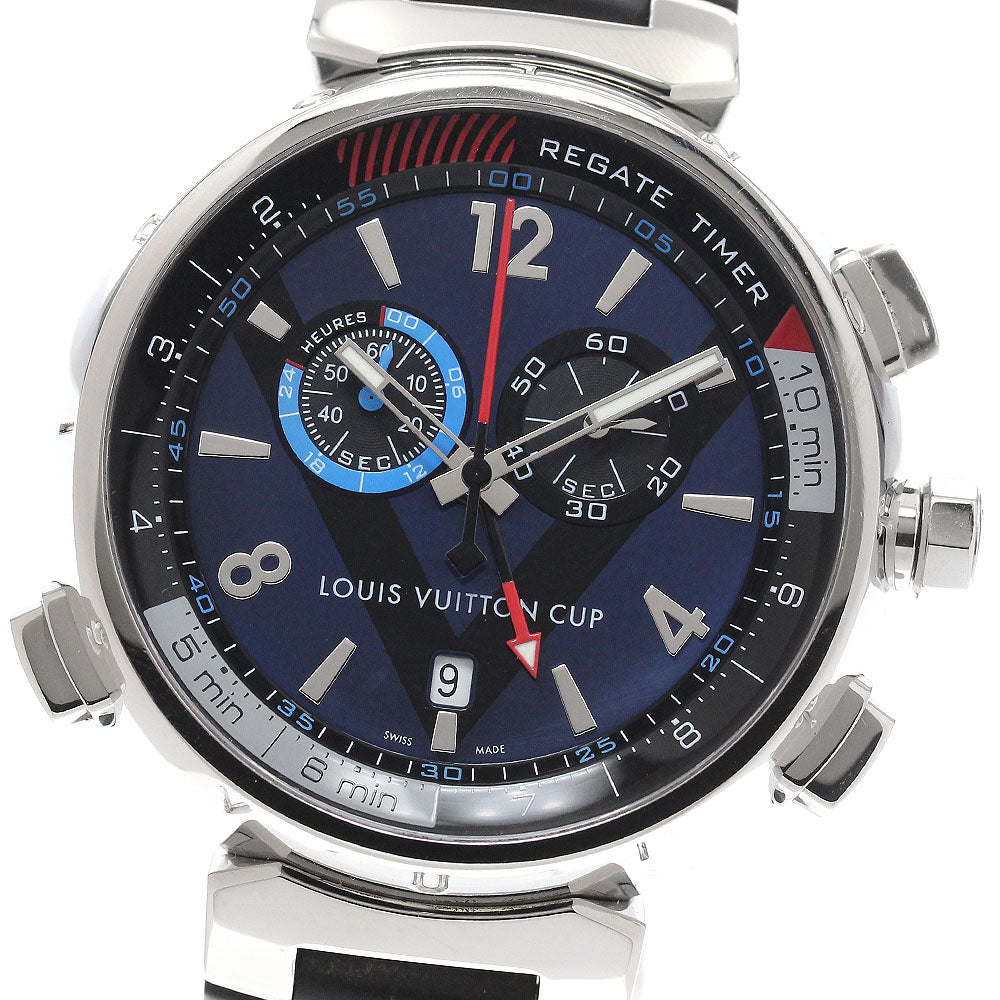 LOUIS VUITTON Q102D Tambour Regatta Chronograph Alarm Quartz Men's Watch (Good Condition)