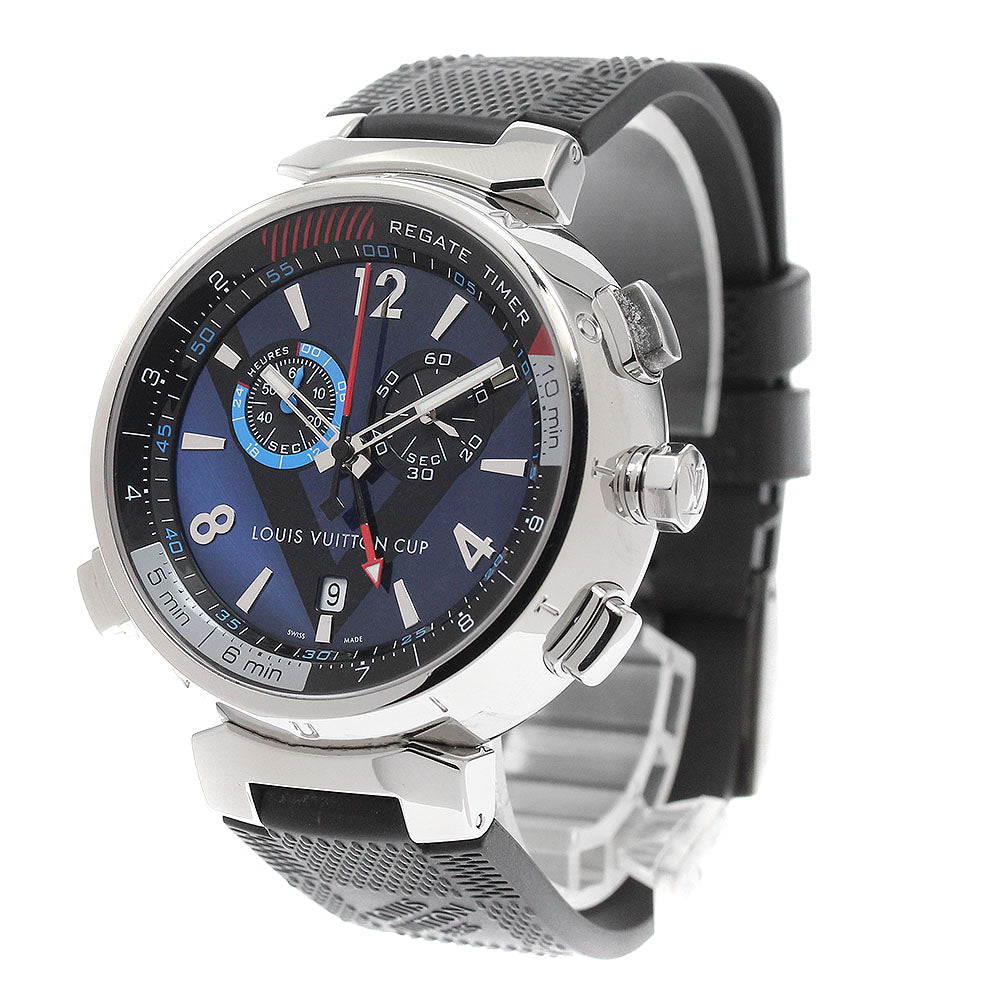 LOUIS VUITTON Q102D Tambour Regatta Chronograph Alarm Quartz Men's Watch (Good Condition)