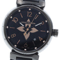LOUIS VUITTON QA049 Tambour All Black GM 12P Diamond Date Quartz Men's Watch (Good Condition)