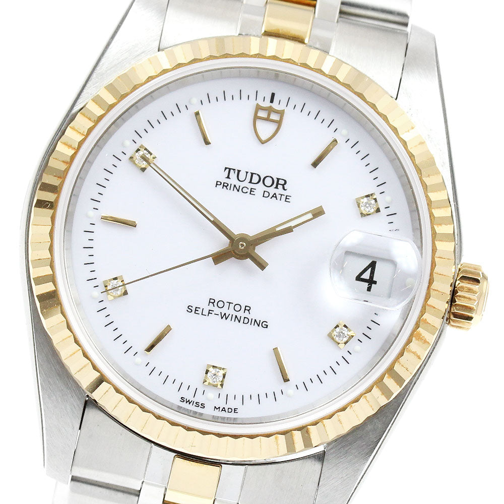 TUDOR 74033 Prince Date 5P Diamond Yellow Gold Combination Automatic Men's Watch (Good Condition)