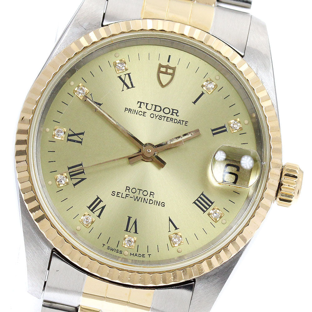 TUDOR 72033 Prince Oysterdate YG Bezel 10P Diamond Automatic Boys' Watch