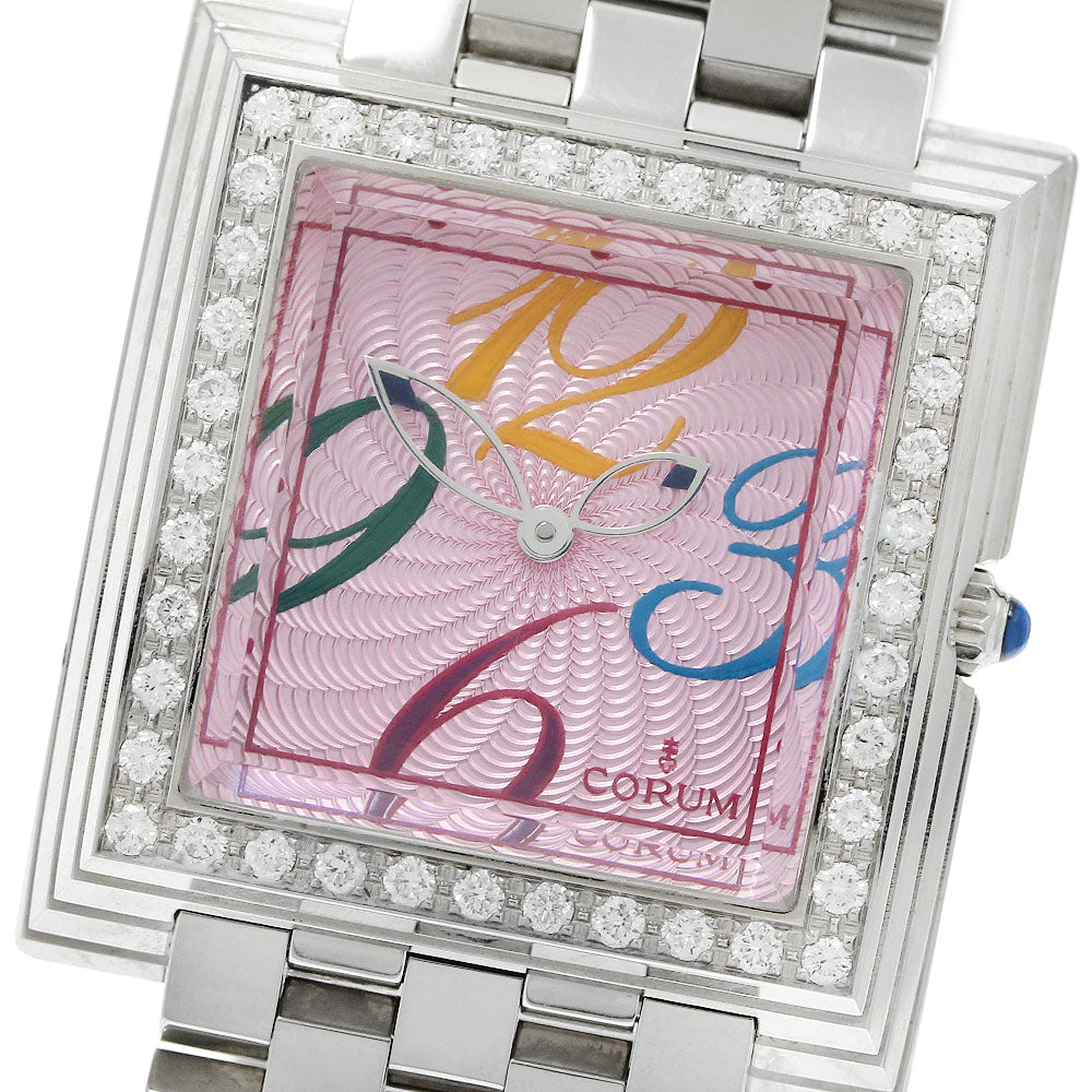 CORUM 138.341.47 Pyramid Diamond Bezel Quartz Women's Watch (Good Condition)