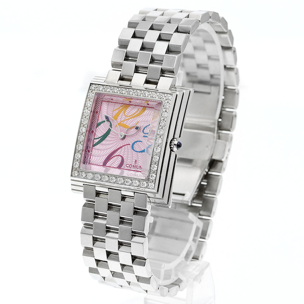 CORUM 138.341.47 Pyramid Diamond Bezel Quartz Women's Watch (Good Condition)