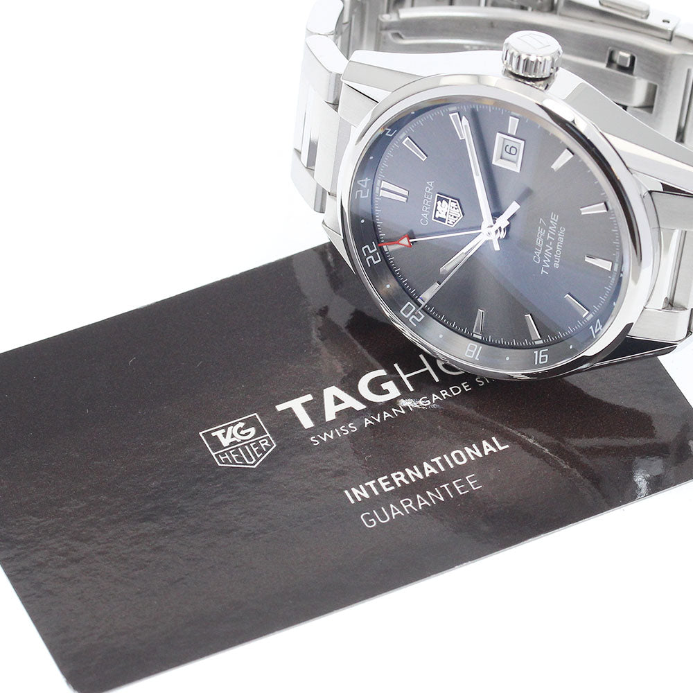 TAG Heuer WAR2012.BA0723 Carrera Twin Time Caliber 7 Date Automatic Men's Watch with Warranty