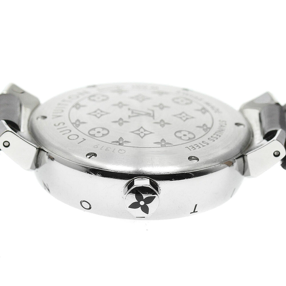 LOUIS VUITTON Q1319 Tambour Disc Amarante Diamant MM Diamond Quartz Women's Watch with Box and Warranty