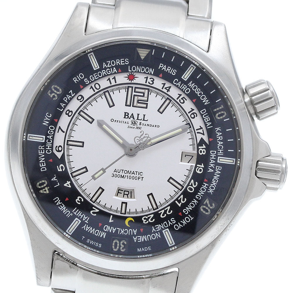 BALL WATCH DG2022A-SAJ-WH Engineer Master II Diver World Time Day Date Automatic Men's Watch (Good Condition)