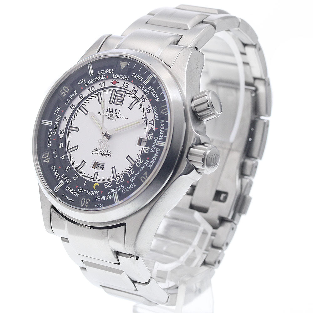 BALL WATCH DG2022A-SAJ-WH Engineer Master II Diver World Time Day Date Automatic Men's Watch (Good Condition)