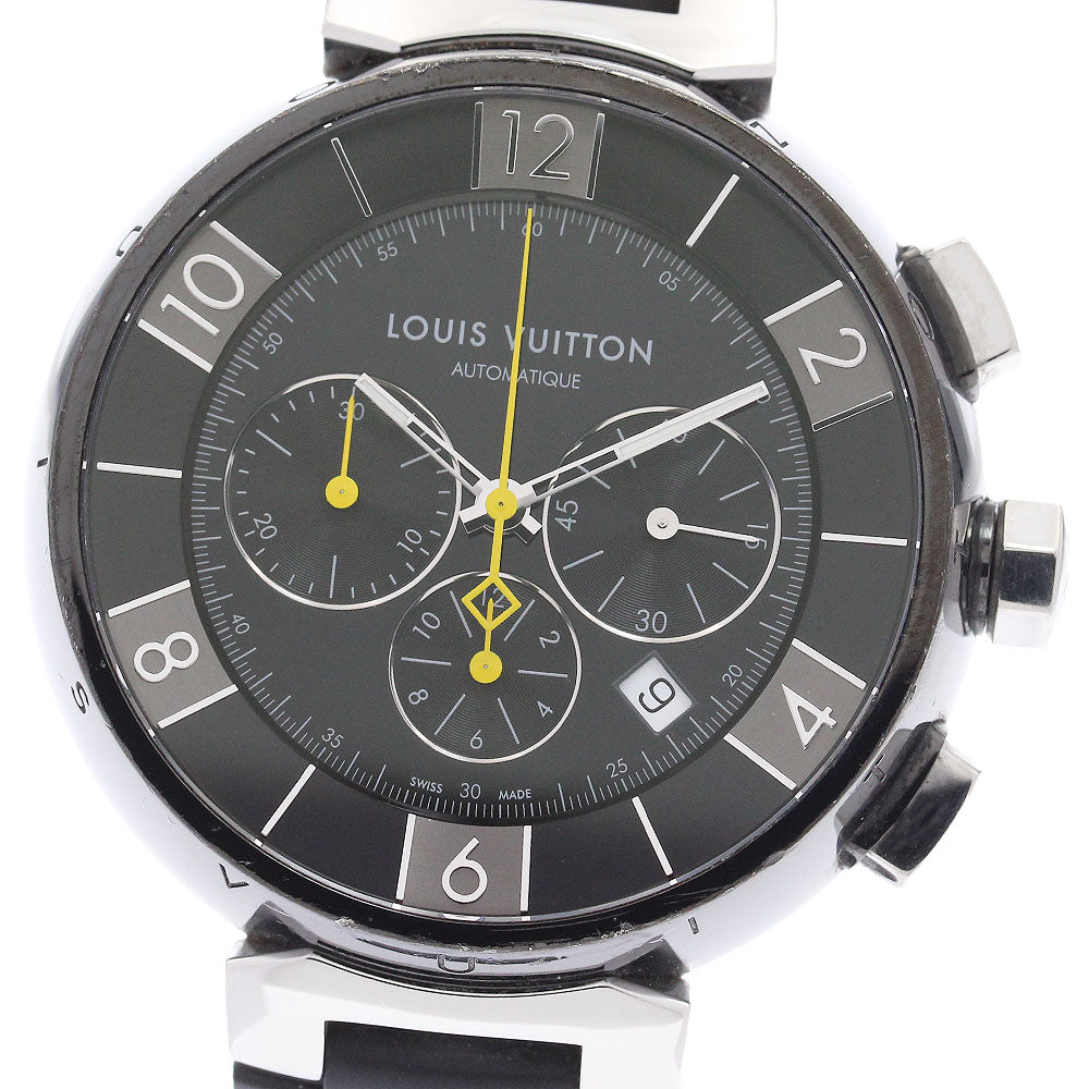 LOUIS VUITTON Q102U Tambour in Black Chronograph Automatic Men's Watch