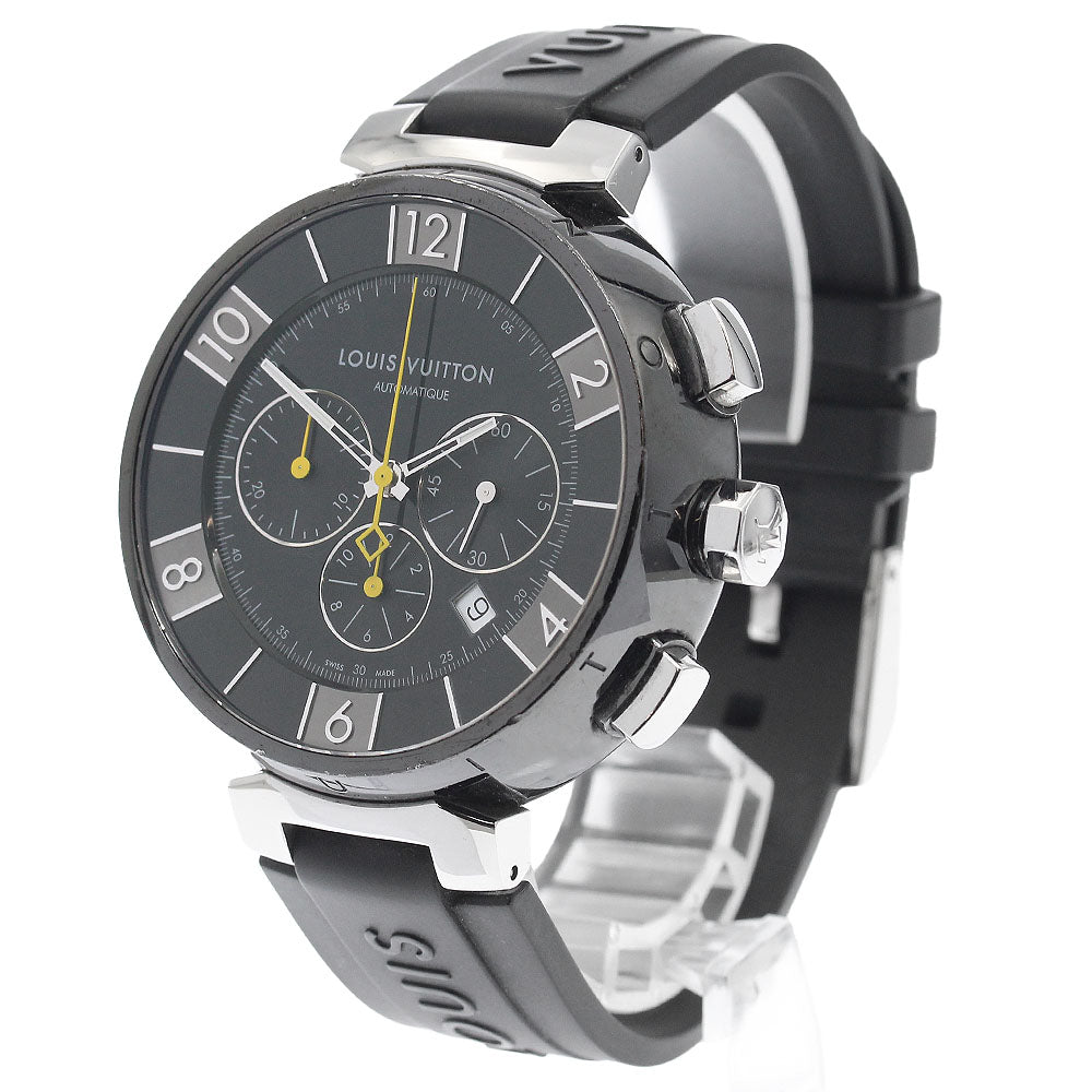 LOUIS VUITTON Q102U Tambour in Black Chronograph Automatic Men's Watch
