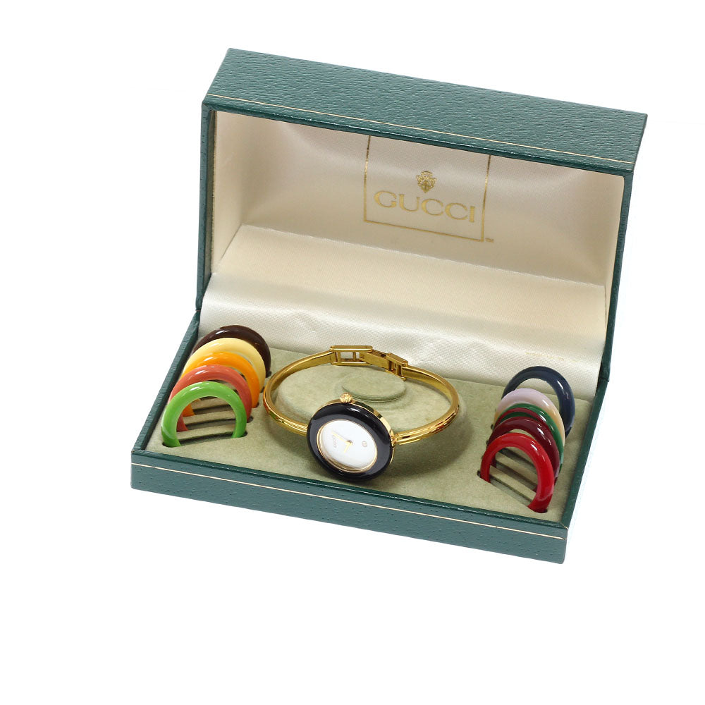 GUCCI 11/12 Changeable Bezel Quartz Ladies Watch with Inner Box