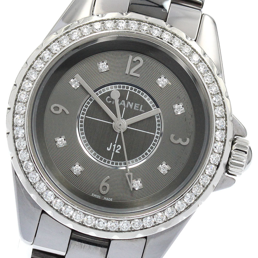 CHANEL H2565 J12 Chromatic Diamond Bezel 8P Quartz Ladies Watch (Good Condition)
