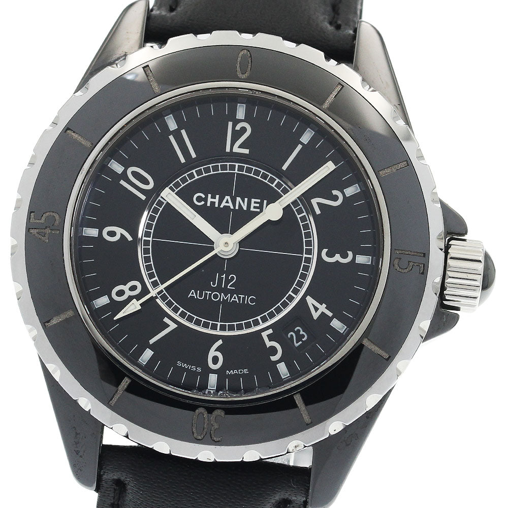 CHANEL H0683 J12 38MM Black Ceramic Date Automatic Men's Watch (Good Condition)