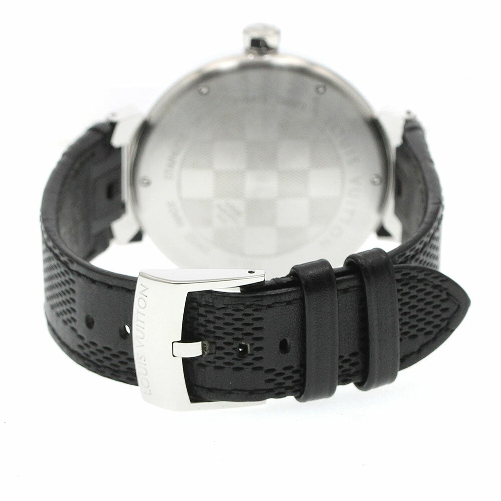 LOUIS VUITTON QA073 Tambour Damier Graphite Quartz Men's Watch Excellent Condition with Box and Warranty Card