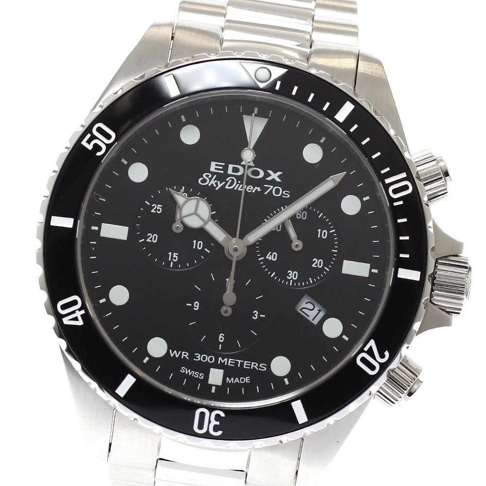 EDOX 10238-3NM-NI Skydiver Date Chronograph Quartz Men's Watch Excellent Condition with Box and Warranty Card