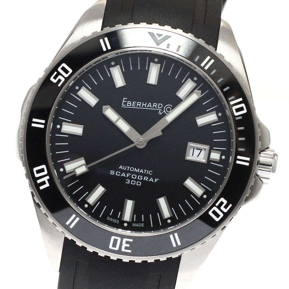 EBERHARD 41034.04CU Scapograph 300 Date Automatic Men's Watch Excellent Condition with Warranty Card