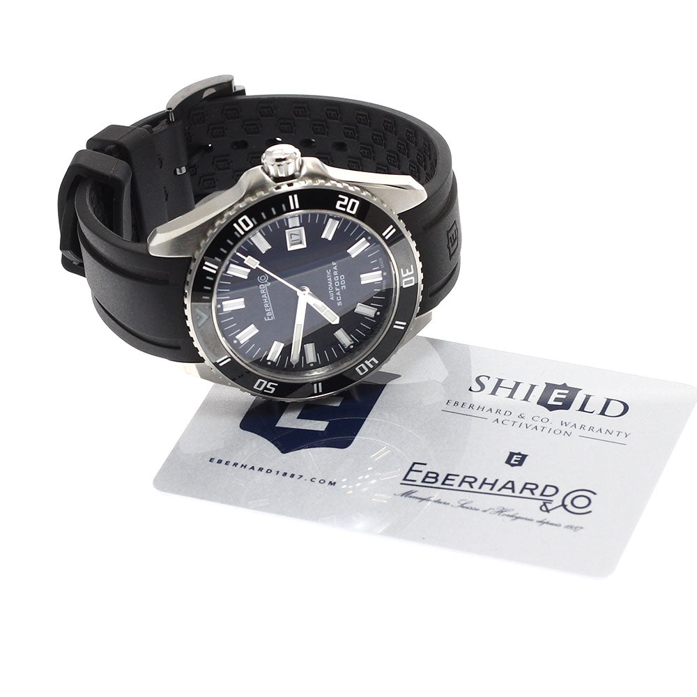 EBERHARD 41034.04CU Scapograph 300 Date Automatic Men's Watch Excellent Condition with Warranty Card