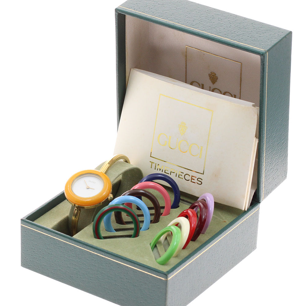 GUCCI 11/12.2 Changeable Bezel Quartz Ladies Watch with Inner Box