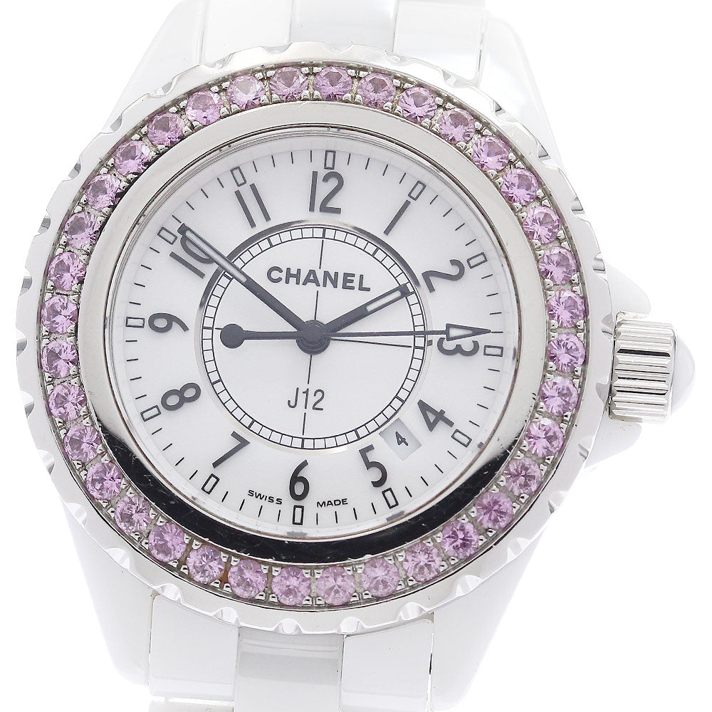 CHANEL H1181 J12 Pink Sapphire Bezel Quartz Women's Watch