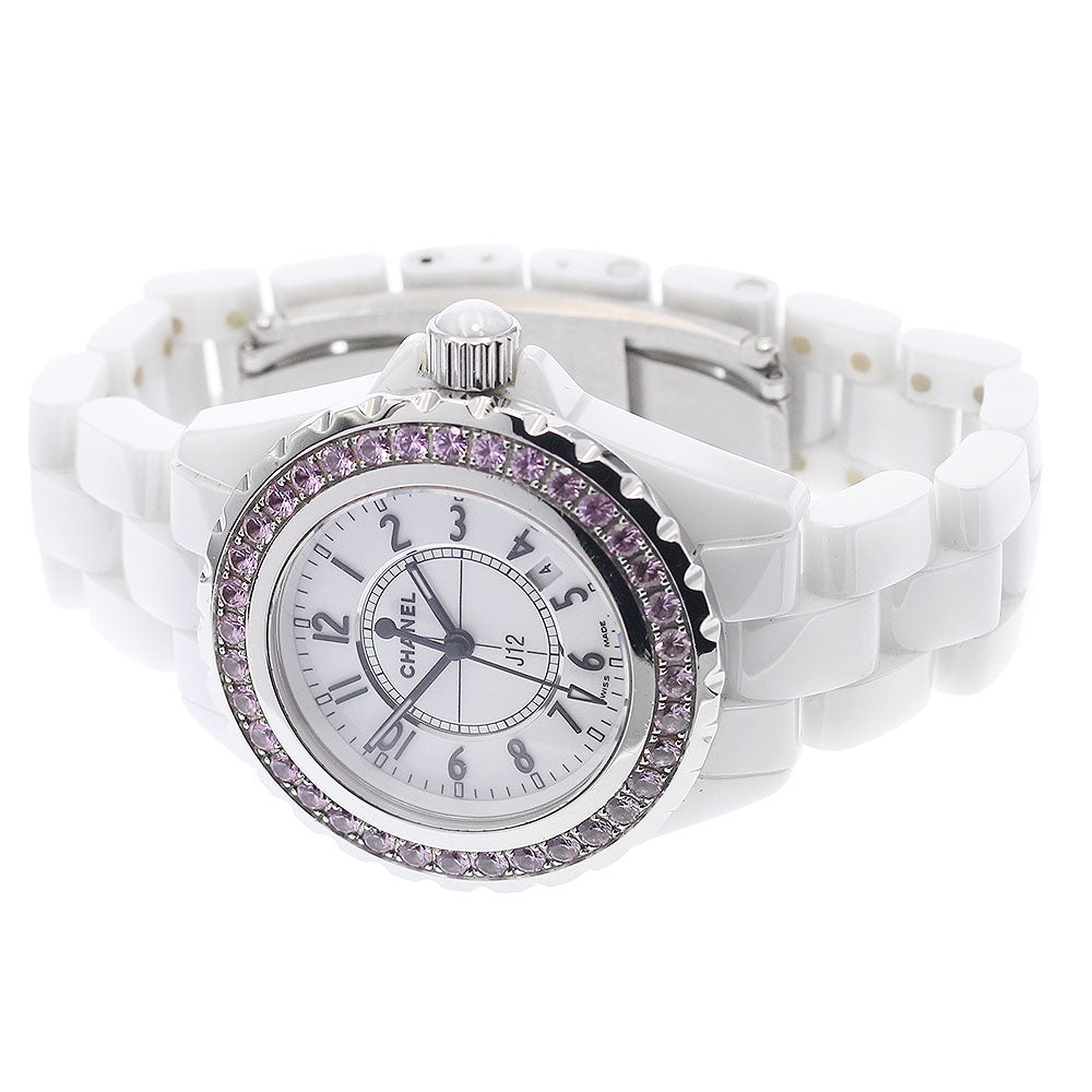 CHANEL H1181 J12 Pink Sapphire Bezel Quartz Women's Watch