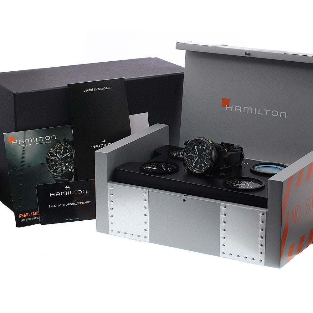 HAMILTON H76786733/H767860 Khaki Aviation Takeoff Chronograph Automatic Men's Watch Excellent Condition with Box and Warranty Card