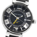 LOUIS VUITTON Q113I Tambour in Black GMT Automatic Men's Watch with Box and Warranty Card