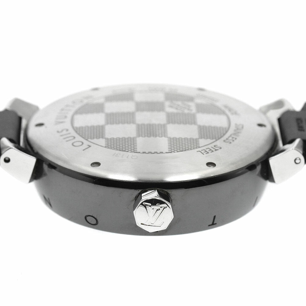 LOUIS VUITTON Q113I Tambour in Black GMT Automatic Men's Watch with Box and Warranty Card