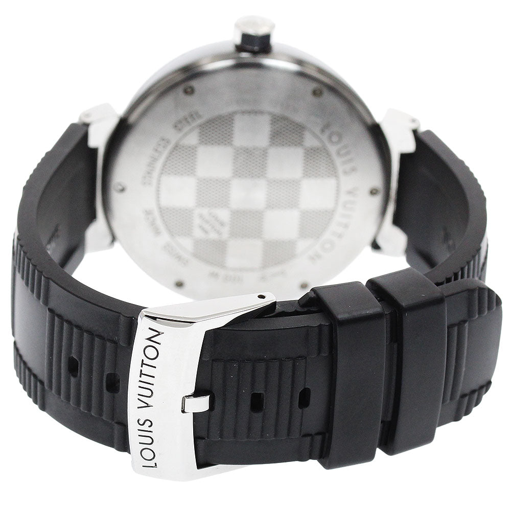 LOUIS VUITTON Q113I Tambour in Black GMT Automatic Men's Watch with Box and Warranty Card