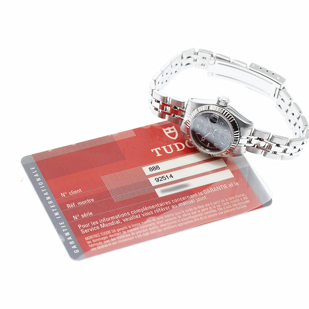 TUDOR 92514 Princess Date WG Bezel Automatic Women's Watch Excellent Condition with Warranty Card