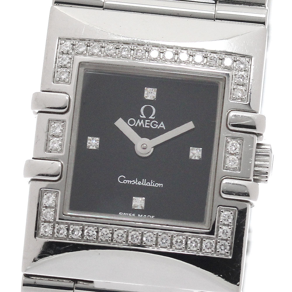 OMEGA 1528.46 Constellation Carre Quadra 4P Diamond Bezel Quartz Ladies
