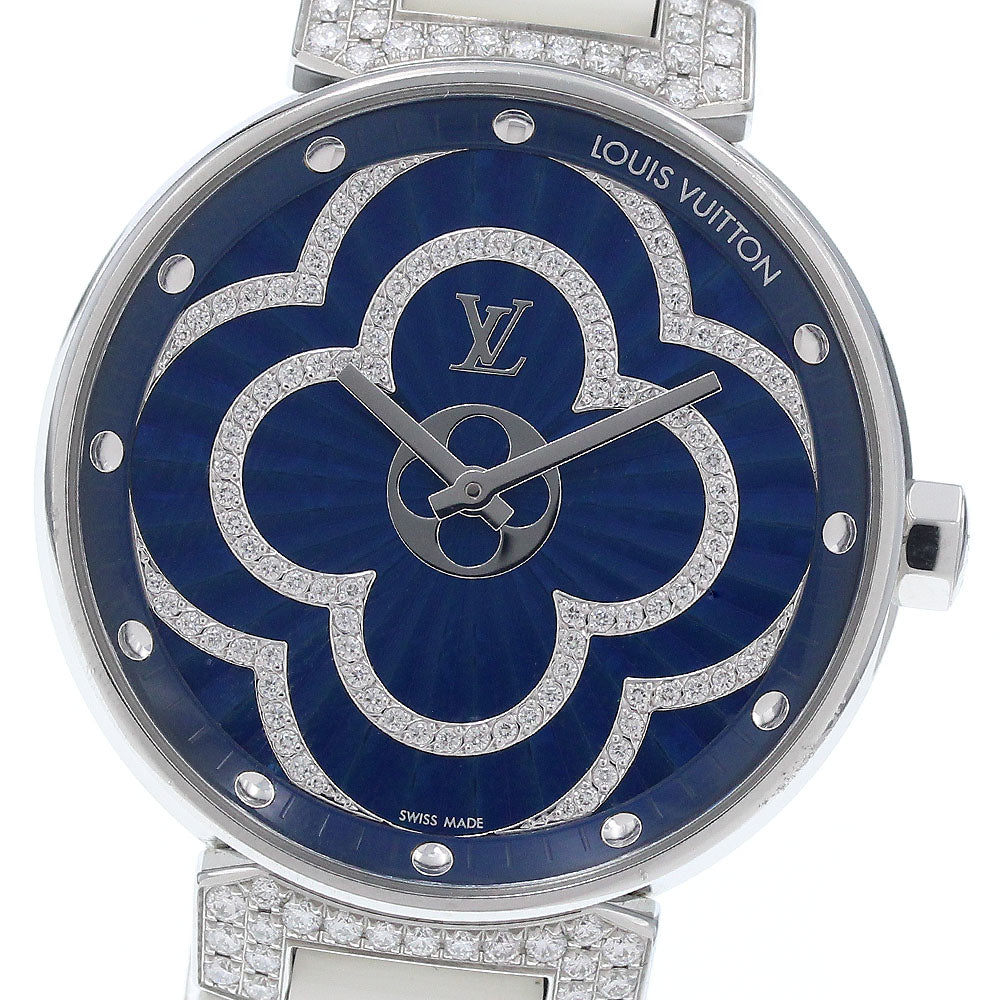 LOUIS VUITTON QA095 Tambour Moon Divine Diamond Quartz Women's Watch Excellent Condition with Box and Warranty.