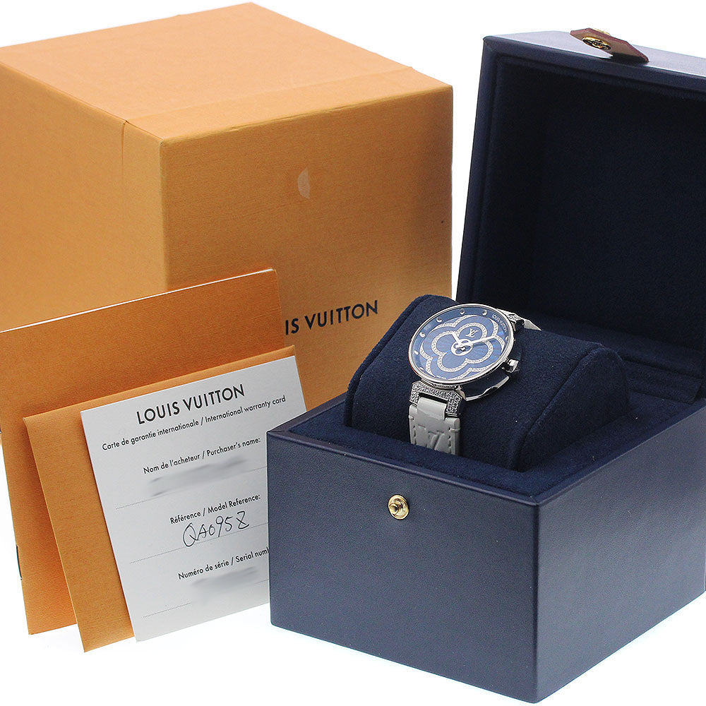 LOUIS VUITTON QA095 Tambour Moon Divine Diamond Quartz Women's Watch Excellent Condition with Box and Warranty.