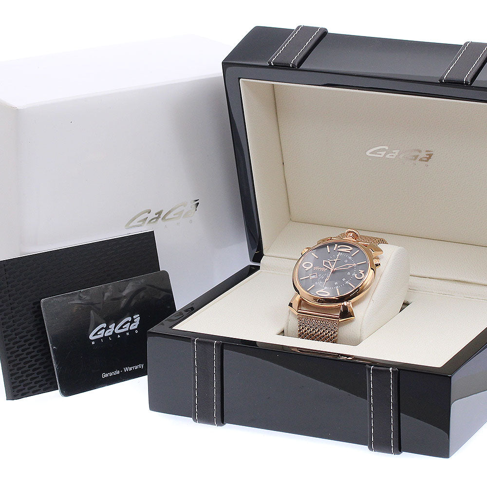 GaGa MILANO 5098.02BR Thin Chrono Date Quartz Men's Watch Excellent Condition with Box and Warranty Card