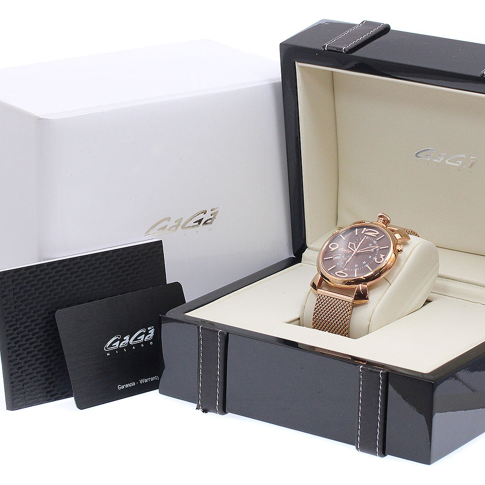 GaGa MILANO 5098.03BR Manuale Thin Chrono Date Chronograph Quartz Men's Watch Excellent Condition with Box and Warranty Card