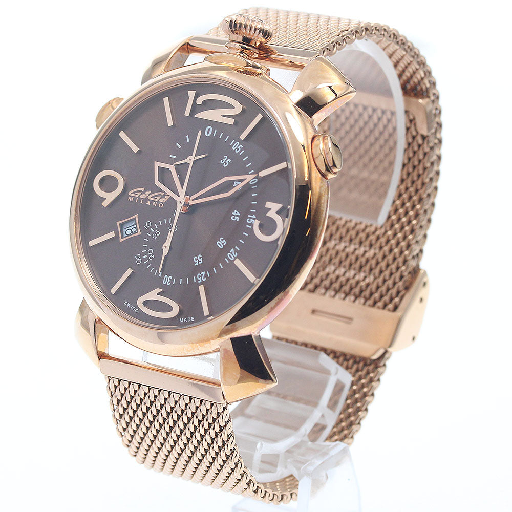 GaGa MILANO 5098.03BR Manuale Thin Chrono Date Chronograph Quartz Men's Watch Excellent Condition with Box and Warranty Card