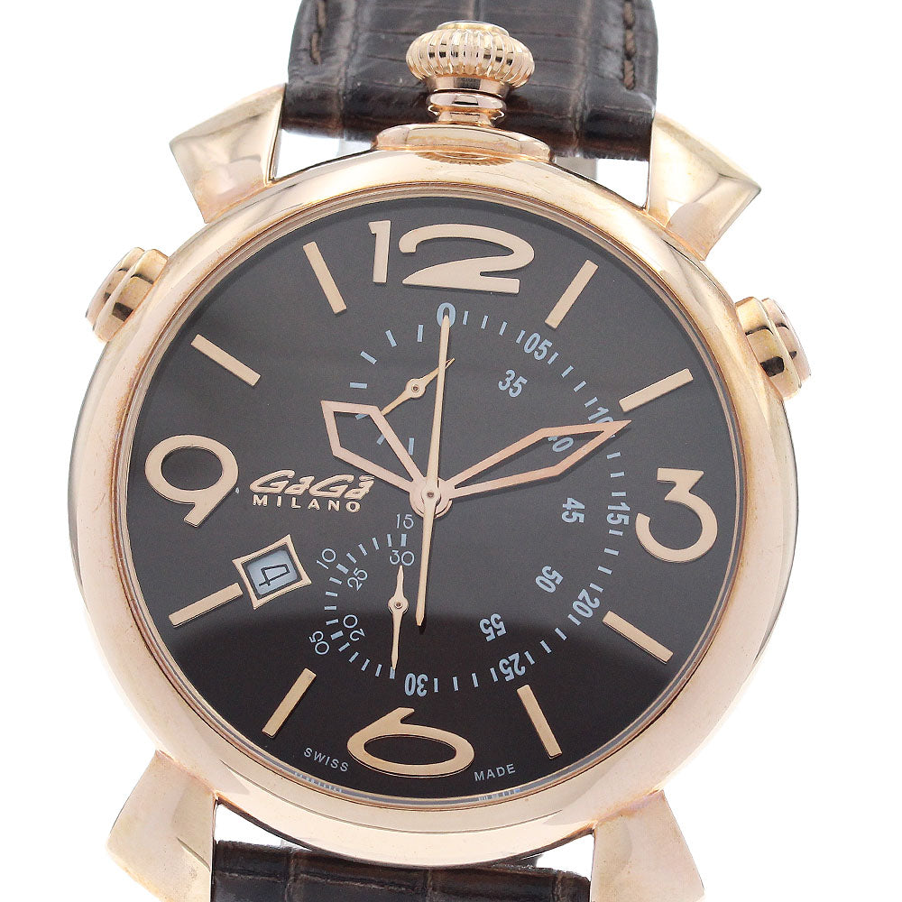 GaGa MILANO 5098.03BW Manuale Thin Chrono Date Chronograph Quartz Men's Watch Excellent Condition with Box and Warranty Card.
