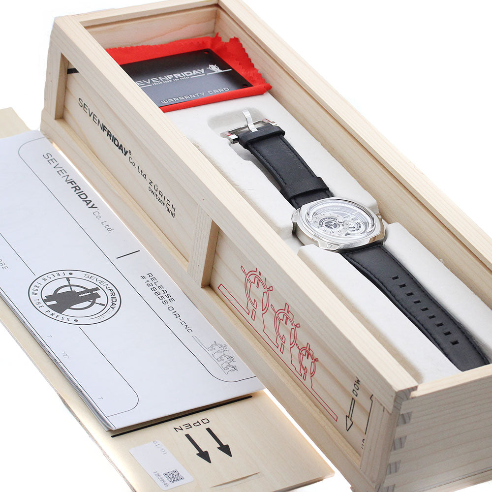 SEVENFRIDAY SF-Q1/01 Q Series Essence Power Reserve Date Automatic Men's Watch Excellent Condition with Inner Box and Warranty Card