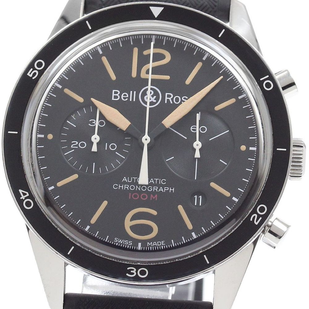 Bell & Ross BR126-94-SP Vintage Officer Black Date Chronograph Automatic Men's Watch