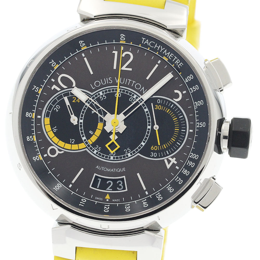 LOUIS VUITTON Q102L Tambour Chronograph Voyage Automatic Men's Watch (Good Condition)