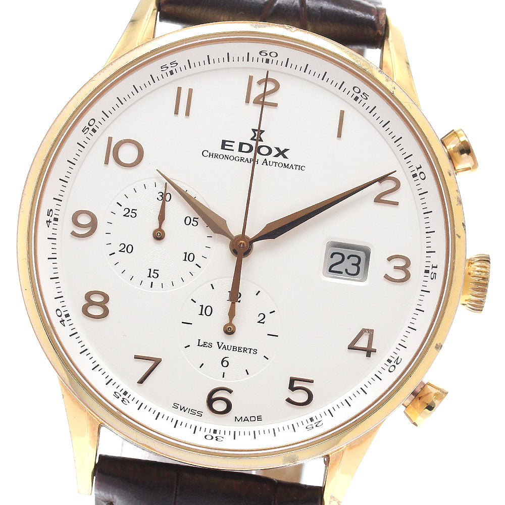 EDOX 91001-37R-ABR Les Vauberts Chronograph Automatic Men's Watch with Box and Warranty Card