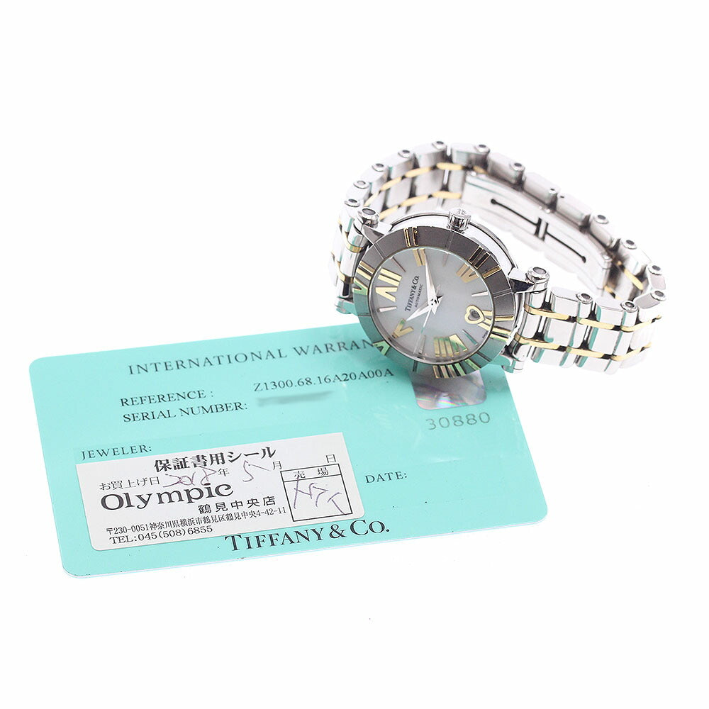 TIFFANY&Co. Z1300.68.16A20A00A Atlas Date Automatic Ladies' Watch with Warranty Card